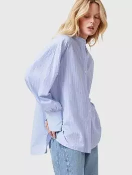 Рубашка из чистого органического хлопка в полоску ana AllSaints, цвет Pastel Blue