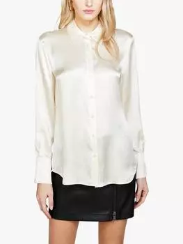 Рубашка из чистого шелка с вырезом на воротнике SISLEY, бежевый