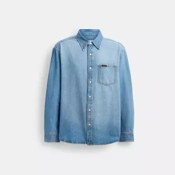 Рубашка из денима COACH, цвет light wash