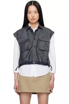 Рубашка из денима цвета индиго sacai