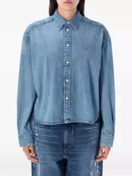 Рубашка из денима и хлопка POLO RALPH LAUREN, синий