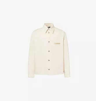 Рубашка из денима с фирменной нашивкой Emporio Armani, белый
