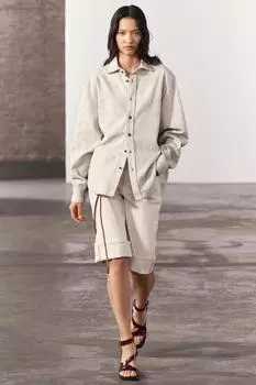 Рубашка из денима с омбрэ ZARA, экрю