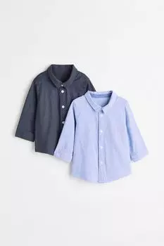 Рубашка из двух пар хлопка H&amp;M, темно-синий/голубой