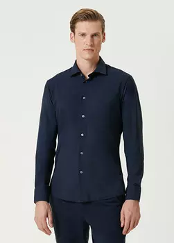 Рубашка из джерси приталенного кроя Beymen Collection, синий