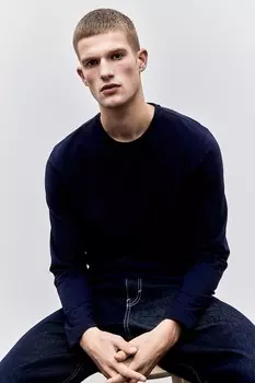 Рубашка из джерси приталенного кроя H&M, синий
