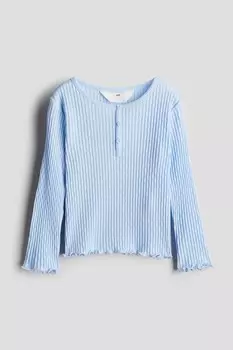 Рубашка из джерси с ажурным узором H&M, голубой