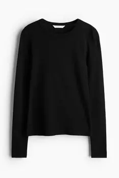 Рубашка из джерси с длинными рукавами H&M, черный