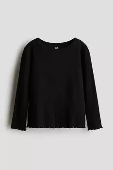 Рубашка из джерси с длинными рукавами H&M, черный
