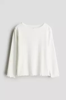 Рубашка из джерси с длинными рукавами H&M, белый