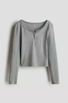 Рубашка из джерси с длинными рукавами H&M, серый
