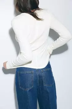 Рубашка из джерси с длинными рукавами H&M, белый