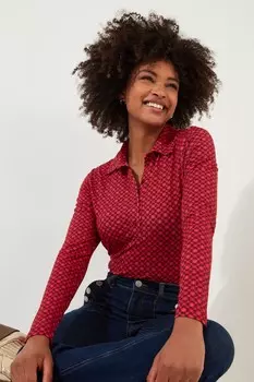 Рубашка из джерси с геометрическим принтом в стиле ретро и воротником Joe Browns, розовый