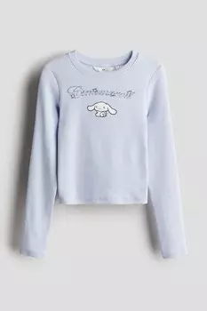 Рубашка из джерси с мотивным принтом H&M, голубой