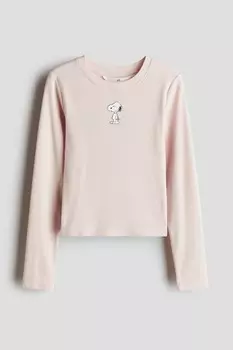Рубашка из джерси с мотивным принтом H&M, розовый