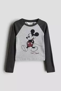 Рубашка из джерси с мотивным принтом H&M, серый