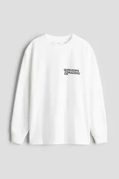 Рубашка из джерси с мотивным принтом H&M, черный