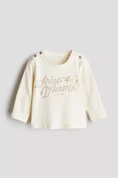 Рубашка из джерси с мотивным принтом H&M, белый