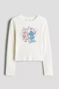 Рубашка из джерси с мотивным принтом H&M, белый