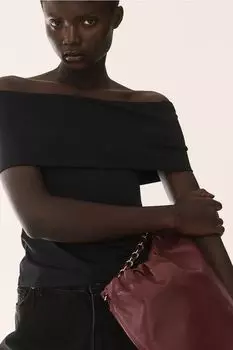 Рубашка из джерси с открытыми плечами H&M, черный