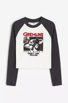 Рубашка из джерси с принтом H&M, черный