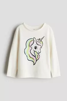 Рубашка из джерси с принтом H&M, белый