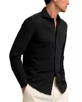 Рубашка из джерси с пуговицами Charge Regular Fit REISS, черный