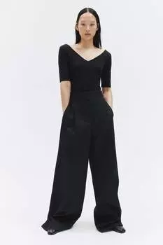 Рубашка из джерси с V-образным вырезом H&M, черный