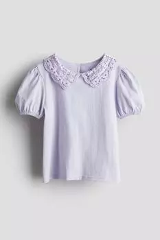 Рубашка из джерси с воротником H&M, фиолетовый