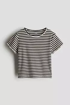 Рубашка из джерси в рубчик H&M, черный