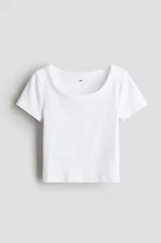 Рубашка из джерси в рубчик H&M, белый