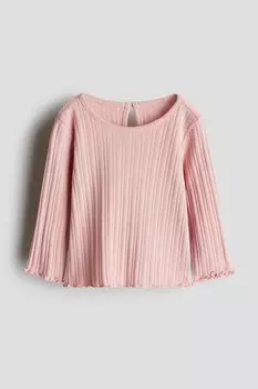 Рубашка из джерси в рубчик H&M, розовый