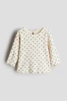 Рубашка из джерси в рубчик H&M, бежевый
