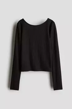 Рубашка из джерси в рубчик H&M, черный