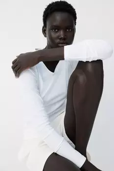 Рубашка из джерси в рубчик H&M, белый