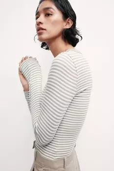 Рубашка из джерси в рубчик H&M, зеленый