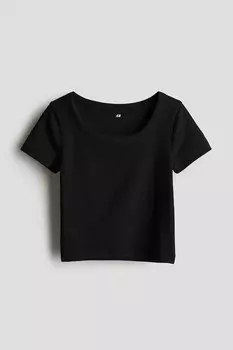 Рубашка из джерси в рубчик H&M, черный