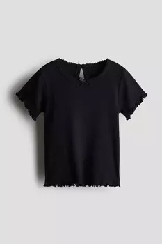 Рубашка из джерси в рубчик H&M, черный