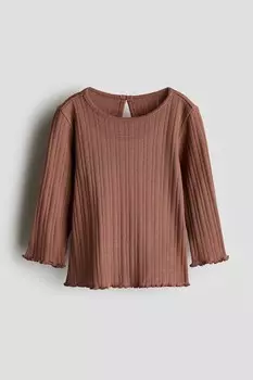 Рубашка из джерси в рубчик H&M, коричневый