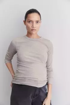 Рубашка из джерси в рубчик Mama H&M, бежевый