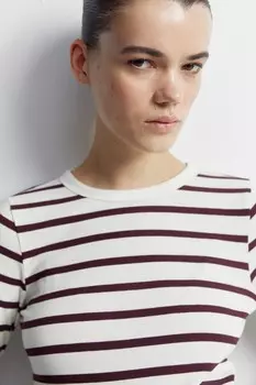 Рубашка из джерси в рубчик mama H&M, белый