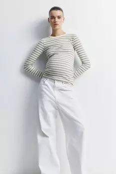 Рубашка из джерси в рубчик mama H&M, зеленый