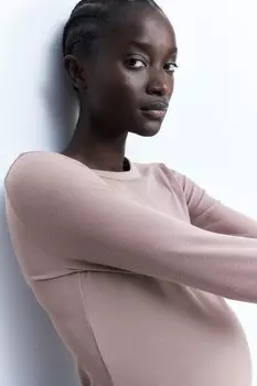 Рубашка из джерси в рубчик Mama H&M, бежевый