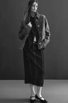 Рубашка из джинса trf ZARA, синий