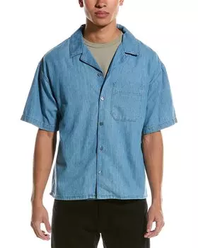 Рубашка из джинсовой ткани шамбре и льна FRAME FRAME Denim, синий