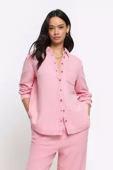 Рубашка из фетра из льна River Island, розовый