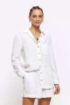 Рубашка из фетра из льна River Island, белый