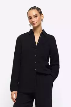Рубашка из фетра из льна River Island, черный