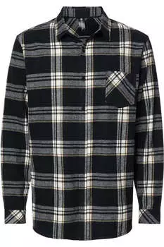 Рубашка из фланели Burnside с длинным рукавом и открытым карманом, черный/экрю