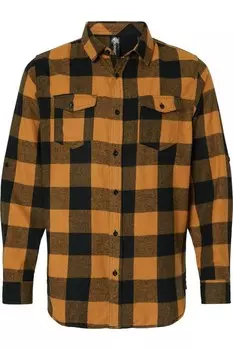 Рубашка из фланели Burnside Yarn-Dyed с длинным рукавом, цвет tobacco/ black buffalo